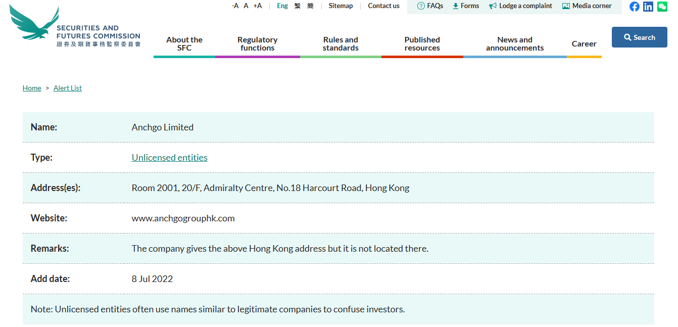 Anchgo Limited, Anchgo Limited scam, Anchgo Limited fraud, Anchgo Limited exposed, Anchgo Limited broker, scam alert