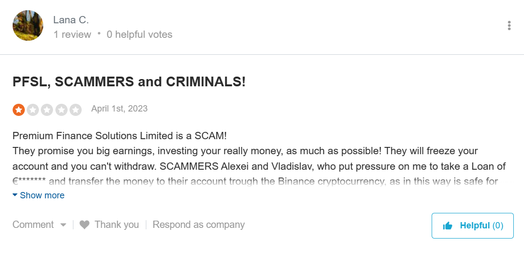 Premium Finance Solutions LTD, Premium Finance Solutions LTD review, Premium Finance Solutions LTD scam, Premium Finance Solutions LTD broker review, Premium Finance Solutions LTD scam broker review